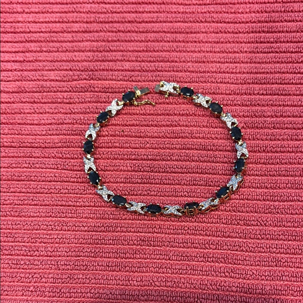 Elegant Blue and Crystal Gold Bracelet